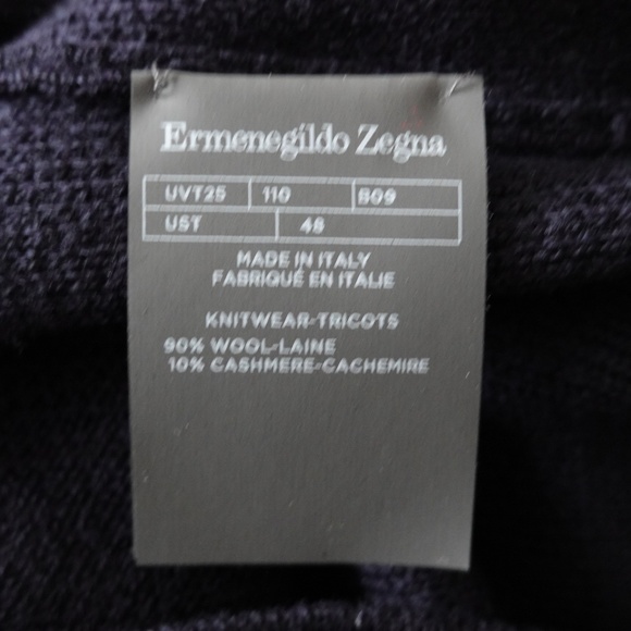 Ermenegildo Zegna Men's Crewneck Wool & Cashmere Sweater - Small 48 - Dark Blue - Picture 9 of 9